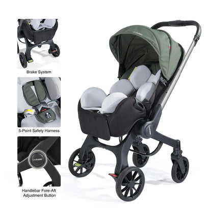 Adjustable baby stroller，Newborn travel car, lightweight and foldable, adjustable handle, can be pushed in both directions