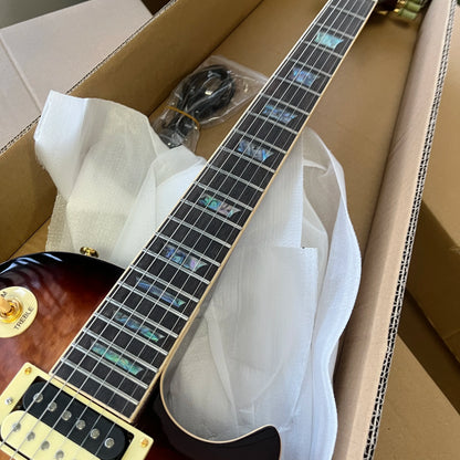 Customized brown electric guita zebra pick-up gold accessories rosewood fingerboard cherry wood body Free Shipping