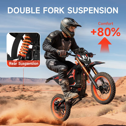 QRONGE X1 Spark Electric Dirt Bike for Teens Adults 4500W Peak Electric Motorcycle 60V 28.8Ah E-Dirt Bike 60 Mile Range E-Bike