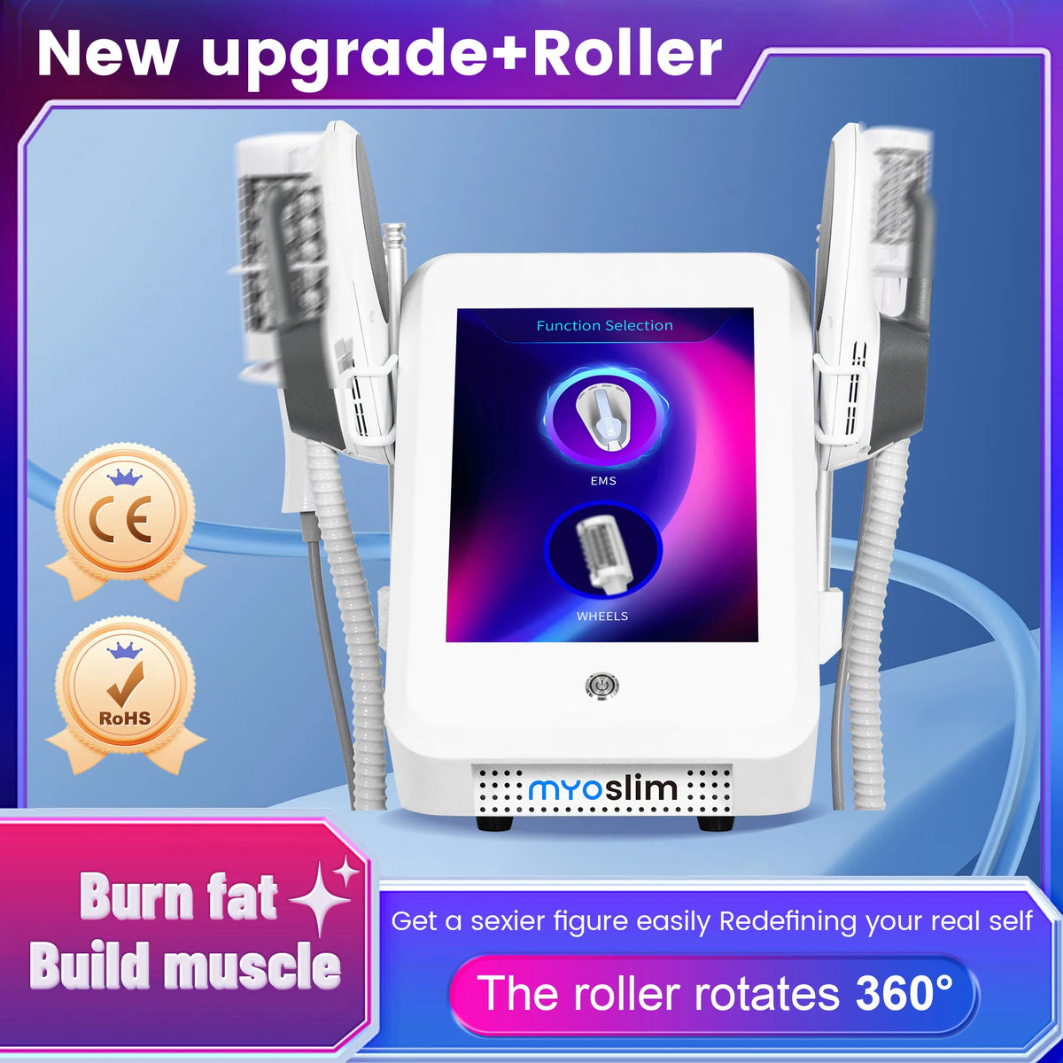 200HZ EMS Roller Slimming Cellulite Reduction Inner Ball Roller 360 Degree Infrared Vacuum Roller Massage Beauty Machine