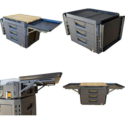 Quick and Easy Folding Steel Table, Compatible with StackTech Toolbox, Ideal for Compact Storage Solutions