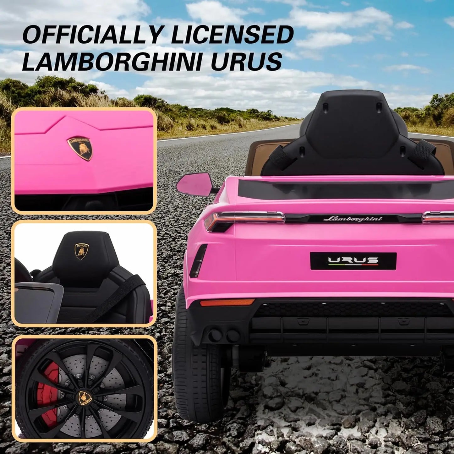 Licensed Urus Ride On Truck Car Toy, 12V Battery Powered Electric 4 Wheels Kids Toys w/Parent Remote Control, Foot Pedal, Music,