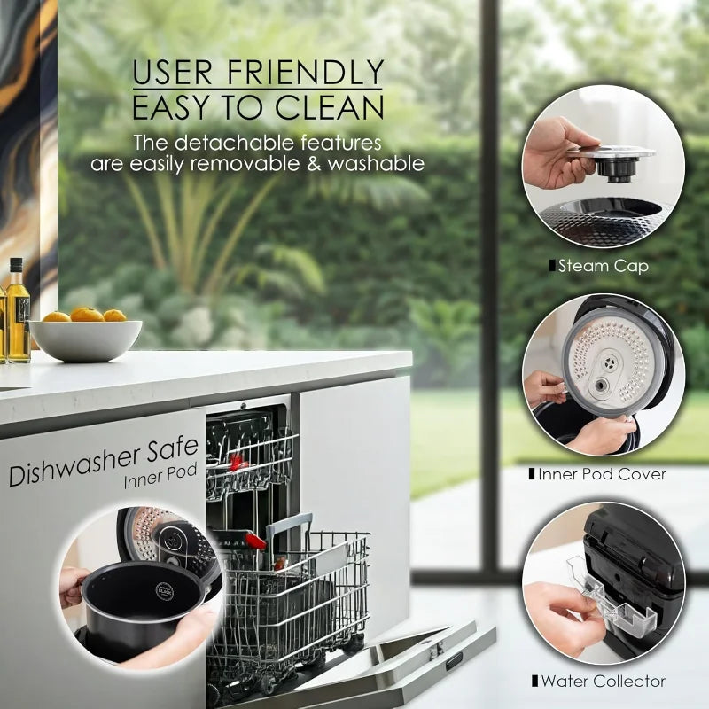 MAGiC COM rice cooker, 10Cup(Uncooked) 20cup(Cooked) Family-Sized,Steamer with Non-Stick Inner Pot,Delay Timer & Keep Warm,Black