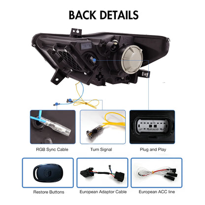 RGB Headlights For Ford Mustang 2015-2017 A Pair of LED HeadLamps Assembly Projector Car Accessories