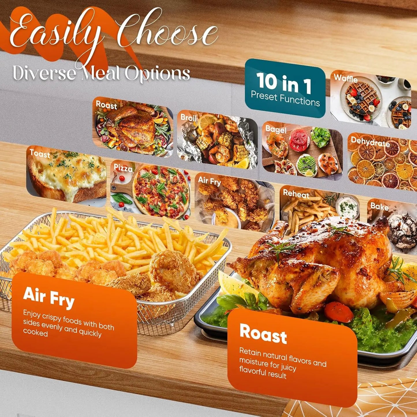 Bravo Pro 10-in-1 Convection Air Fryer Toaster Oven, 21Qt, Cozy Blue, 50-450°F, PFAS Free