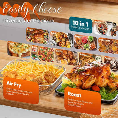 Bravo Pro 10-in-1 Convection Air Fryer Toaster Oven, 21Qt, Cozy Blue, 50-450°F, PFAS Free