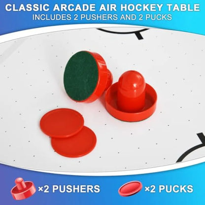 58" Air Hockey Table Indoor Powered Air Hockey Game Table with 2 Pucks 2 Pushers Stronger Motor Digital LED Scoreboard in Blue f