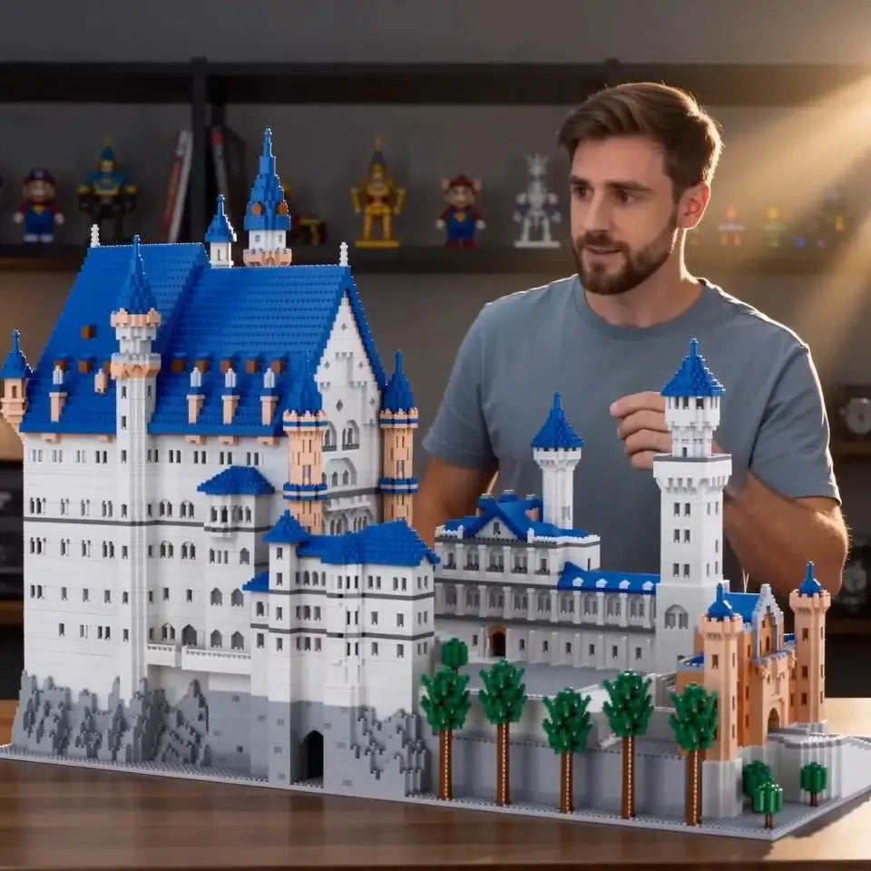 Huge Swan Stone Castle Micro Mini Block 10000pcs Building Set High-Difficulty Puzzle Ultimate Achievement Cool Decor Time-Killer