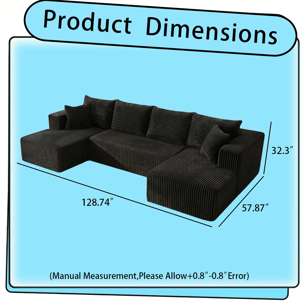 U-shaped Modular Canvas Sofa - Modern Living Room Design - Comfortable - No Assembly Required - Frameless Combination Sofa