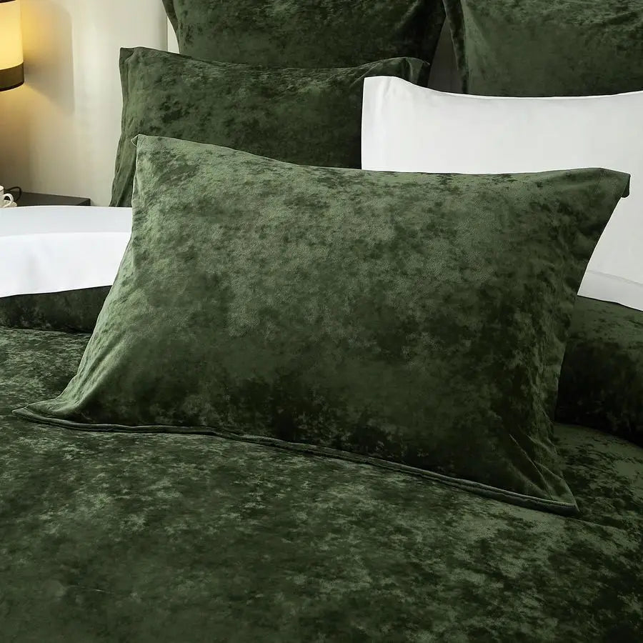 Crushed Velvet Comforter Set King Green Comforter Set 5pcs Ultra Soft Lightweight Breathable Bedding Set Luxury Cozy Flannel Com