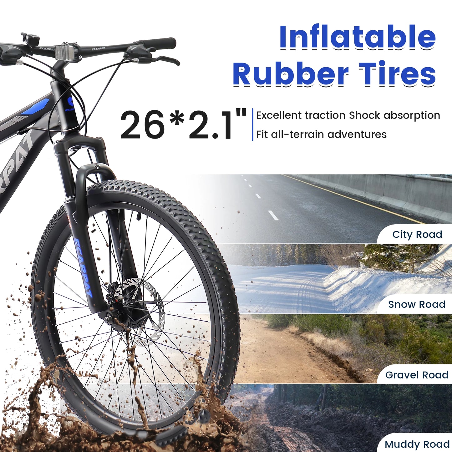 Ecarpat Dual Full Suspension Mountain Bike 24/26/27.5 Inch, Mens Women Teenagers Boy Girl Mountain Bike, 21-Speed Disc Bicycles