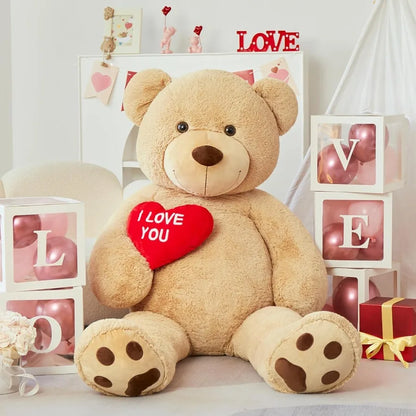 Red Heart Giant Teddy Bear 6ft Big Teddy Bear Stuffed Animals with Embroidered I Love You for Girlfriend Christmas Birthday Hug