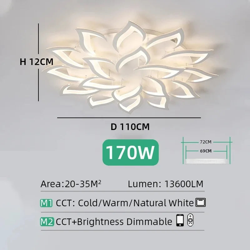 Postmodern Nordic Minimalist LED Ceiling Light Flower Shaped Acrylic Creative Bedroom Living Room Light Home Ceiling Light