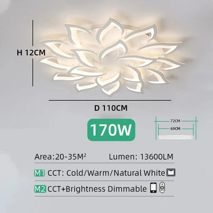 Postmodern Nordic Minimalist LED Ceiling Light Flower Shaped Acrylic Creative Bedroom Living Room Light Home Ceiling Light