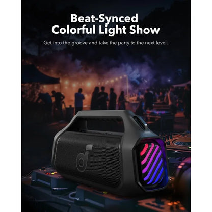 Boom 2 Plus Outdoor Speaker, 140W, 2+2 Channel, BassUp 2.0, 20H, Fast Charge, IPX7 Waterproof, RGB Lights, USB-C, Power Bank