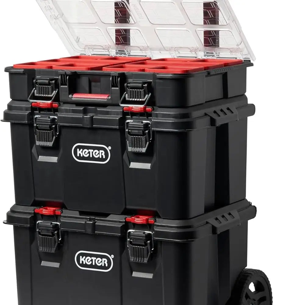 3-Piece Modular Garage Tool Organizer with Resin Boxes for DIY and Storage, Compact Black System