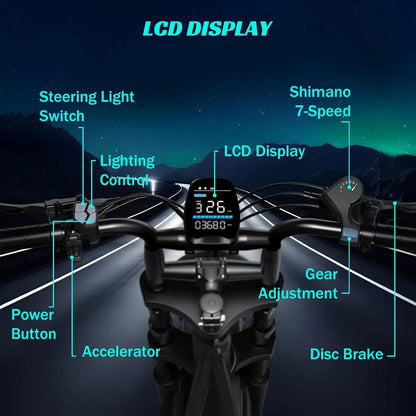 TST R002S 1500W e-bike, 20" fat tires, 60-100mile range, 28MPH, 48V 15Ah battery, for all terrains.