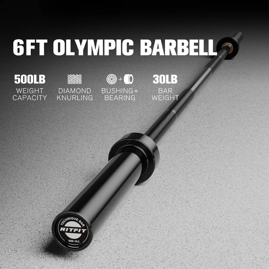 Olympic Barbell 4ft/6ft - 2 Inch Weight Bar for Strength Training, Weightlifting, Squat, Deadlift, Bench Press, Curl, Overhead
