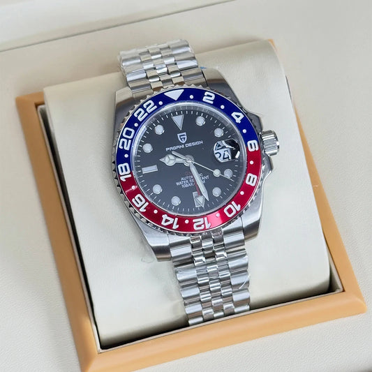 2026 PAGANI DESIGN 40 GMT WATCH Pepsi Cola Tone Men Mechanical Watch Jubilee Strap Sapphire Glass 100M Waterproof Stainless Steel Automatic Men Watch Gift Watches