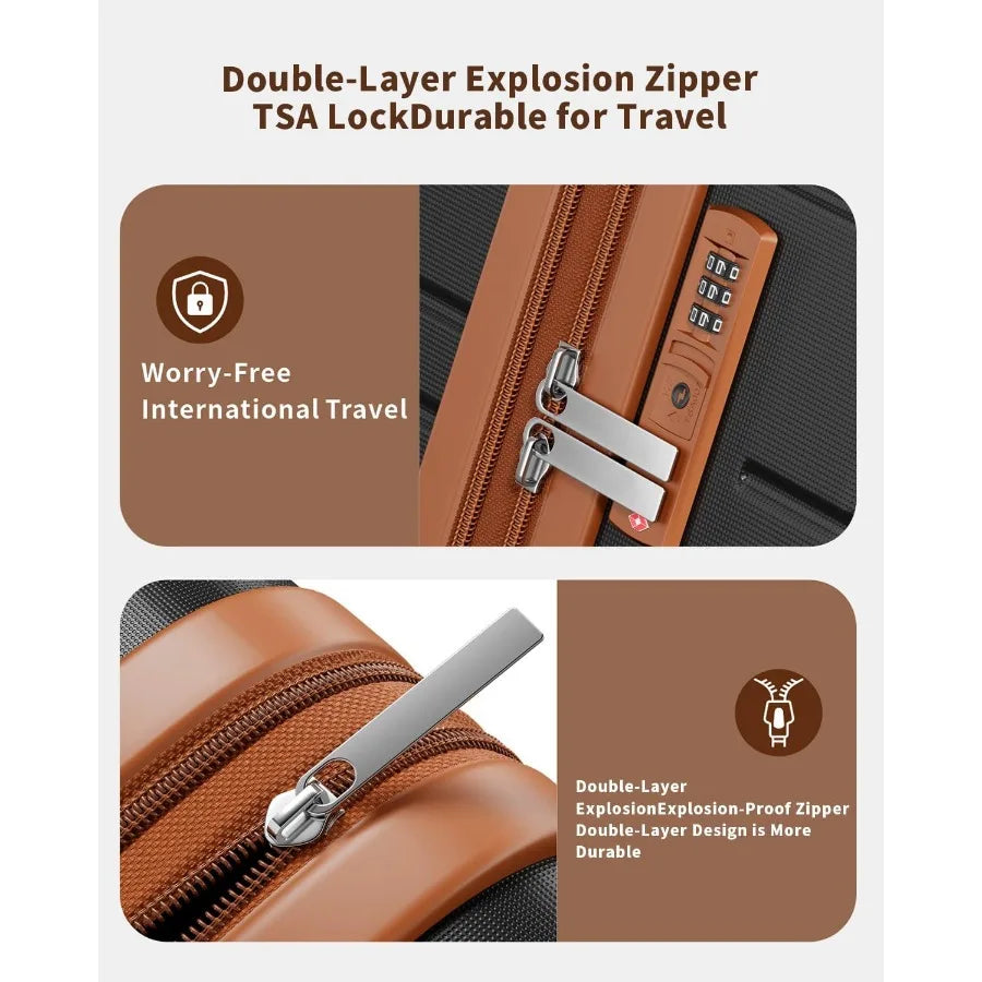 3 Pcs Expandable Luggage Set Suitcases with Wheels Hardshell Large