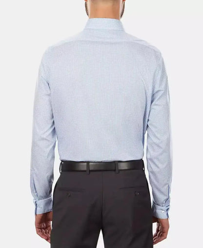 Calvin Klein | Men's Slim-Fit Non-Iron Performance Stretch Blue Check Dress Shirt