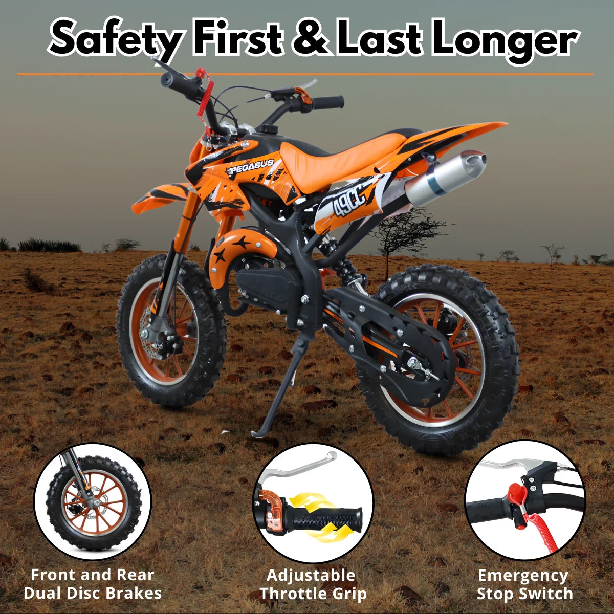 Poweful 2 Stroke Crosscycle 49CC OFF-road Gasoline Motorcycle Racing Dirt Bike Motorbike For Adult&Child