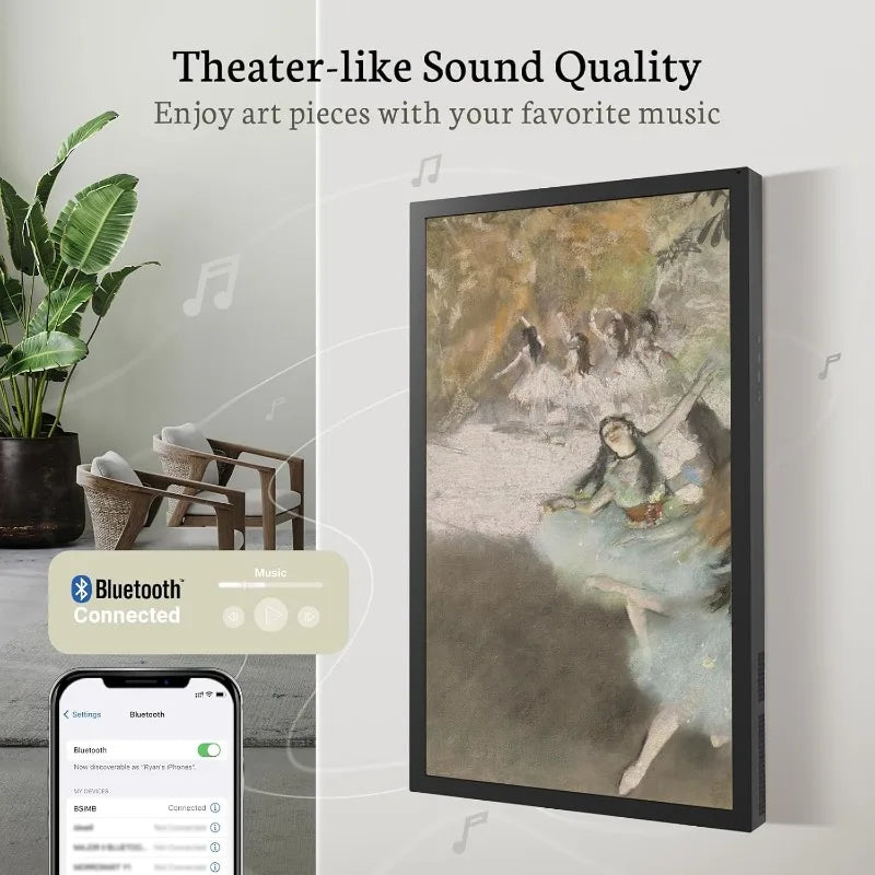 32 Inch Large Digital Picture  Frame with Bluetooth Speaker, Remote Control, Share Pictures via App, Auto-Rotate, Black