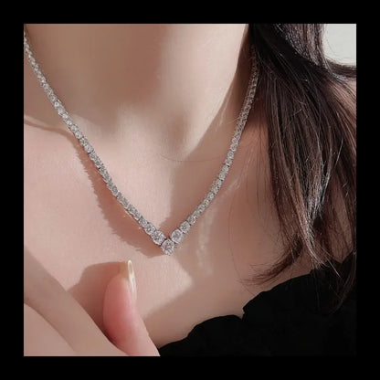 AliExpress new personalized S925 silver zircon necklace simple necklace female niche design sense