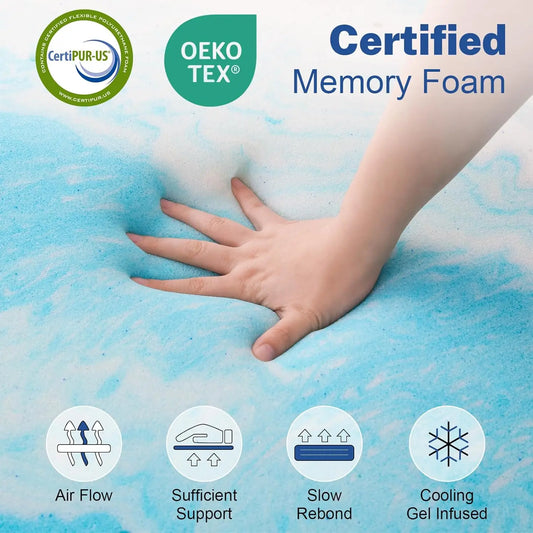 Hcore 10 Inch Queen Size Mattress, Luxury Cooling Gel Green Tea Memory Foam Firm Mattress, Medium Firm to Firm Mattress.