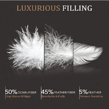 downluxe Luxurious Down Fiber Comforter with Premium Fabric, All Seasons Medium Warmth Duvet Insert King, Hotel Collection Down