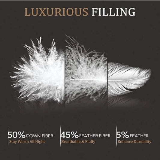 downluxe Luxurious Down Fiber Comforter with Premium Fabric, All Seasons Medium Warmth Duvet Insert King, Hotel Collection Down