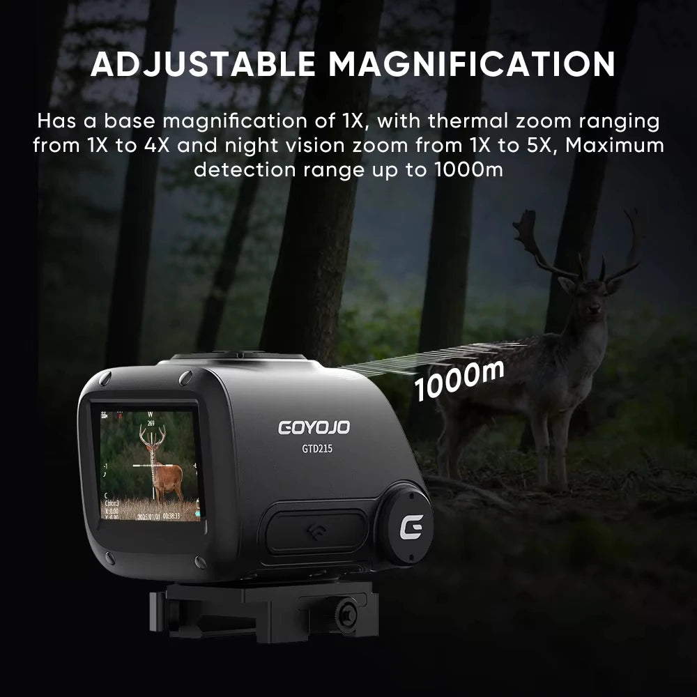 GOYOJO GTD215 Multispectral Thermal Scope - 2K Day Vision & Thermal Fusion Monocular Hunting Scope 256x192 Resolution 2K with PIP Video Rec, 50Hz Frame Rate for Hunting & Outdoor Use
