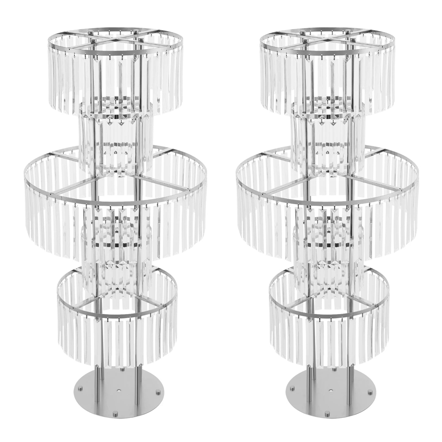 5-Tier Flower Stand, Crystal Vases, Set of 2 Iron Acrylic Clear Silver Wedding Party Home Decor Floor Tabletop Decor