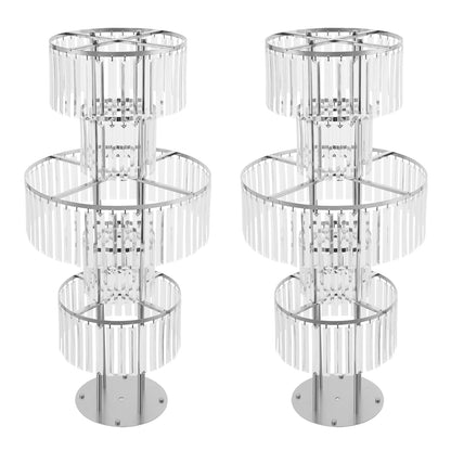 5-Tier Flower Stand, Crystal Vases, Set of 2 Iron Acrylic Clear Silver Wedding Party Home Decor Floor Tabletop Decor