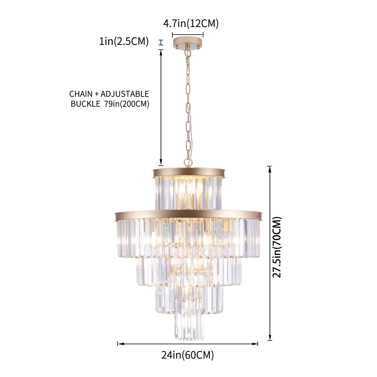 Luxury Golden Crystal Chandelier Modern Chandeliers Lights Fixture Hanging Pendant Light Fixture Dia 23.6 Inch
