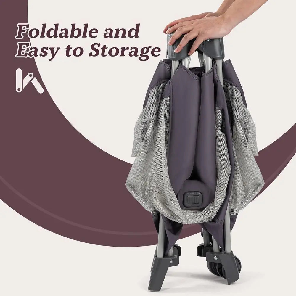 4-in-1 Portable Baby Playard, Foldable Playpen with Bassinet, Canopy, Changing Table, and Travel Crib