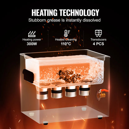 SucceBuy 15L 30L Knob Ultrasonic Cleaner with Heater & Timer for Lab Tools Metal Parts Carburetor Brass Auto Parts Engine Parts