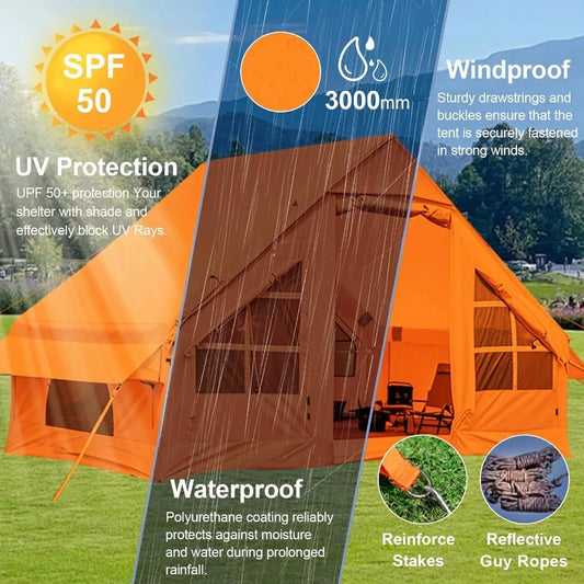 Inflatable Camping Tent 2 4 6 8 Person Glamping Inflatable Tents for Camping 2025 Update Zipper Door Easy Setup Blow Up Tents B