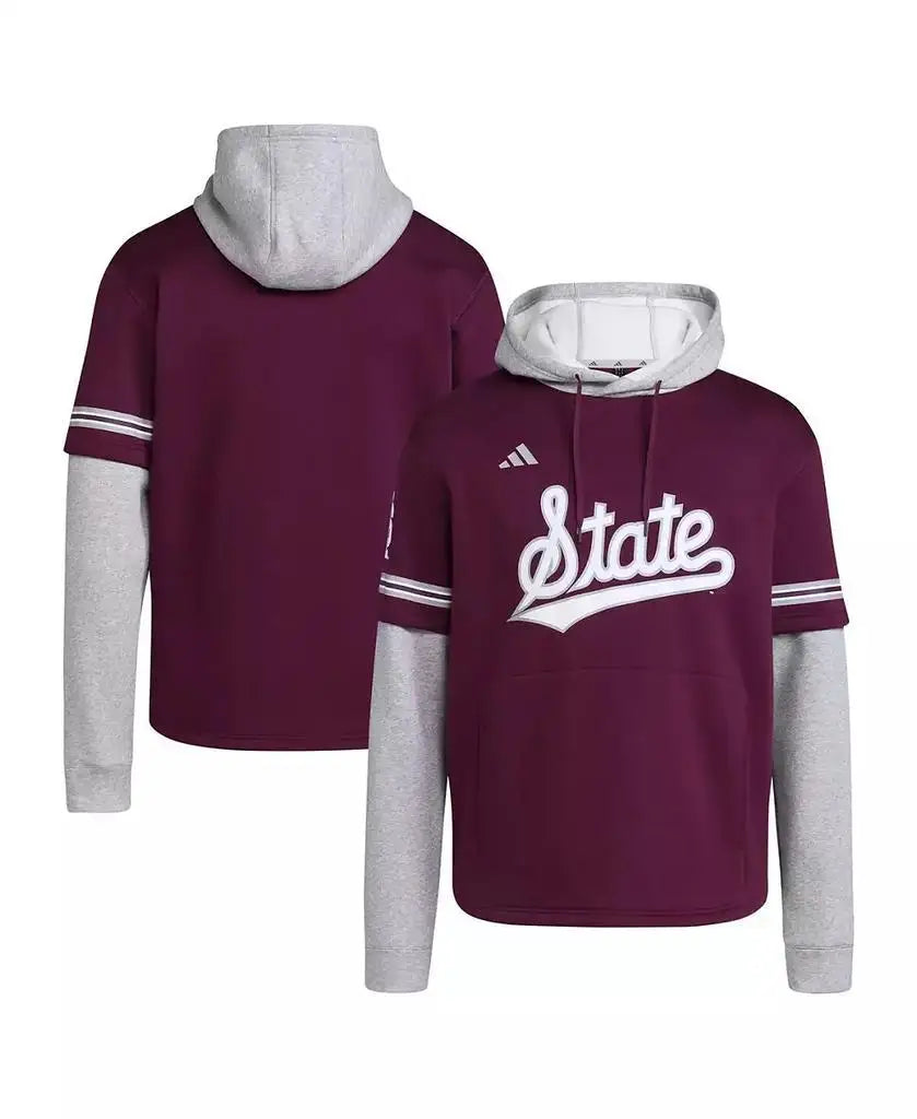 adidas | Men's Maroon Mississippi State Bulldogs Pullover Baseball Jersey Hoodie