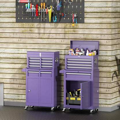 Rolling Tool Chest - Heavy-Duty Steel Tool Cabinet with Detachable Top Box, Locking Wheels & Security System for Garage