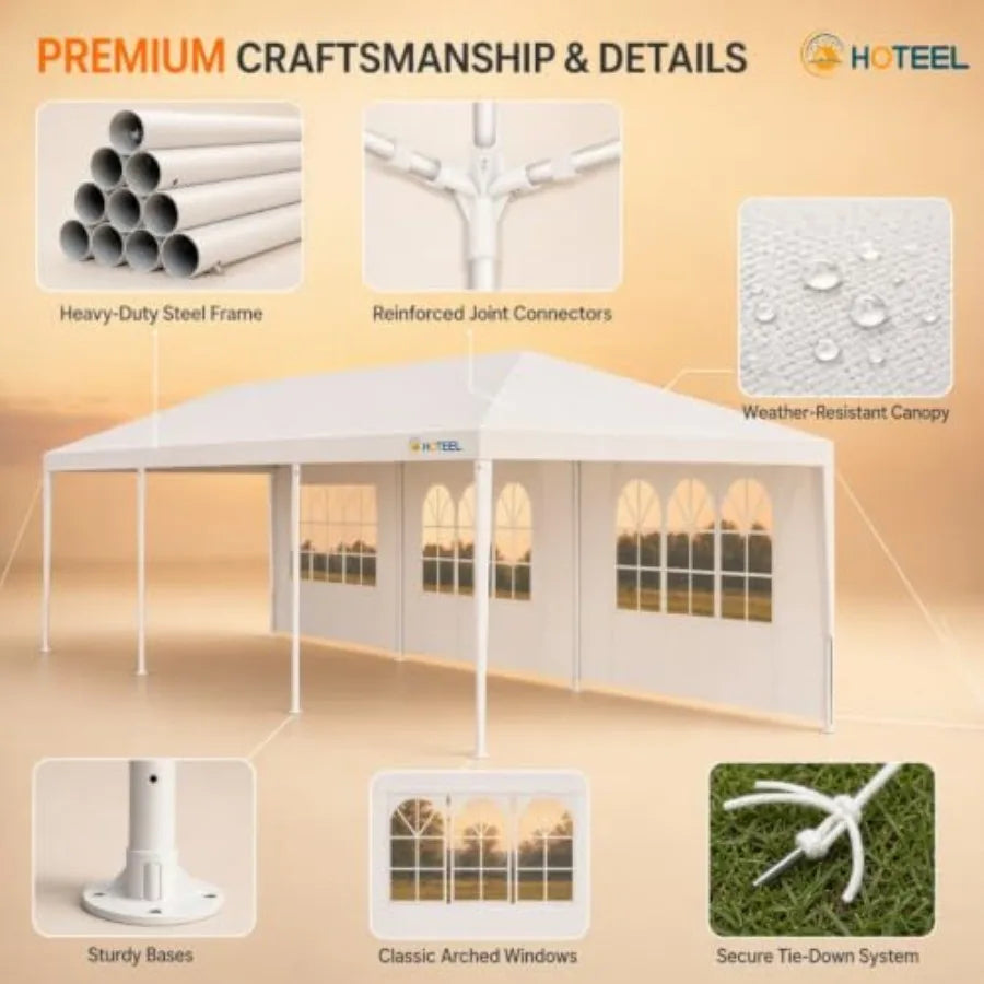 Feet Party Tent, Large Outdoor Canopy with 8 Removable Sidewalls