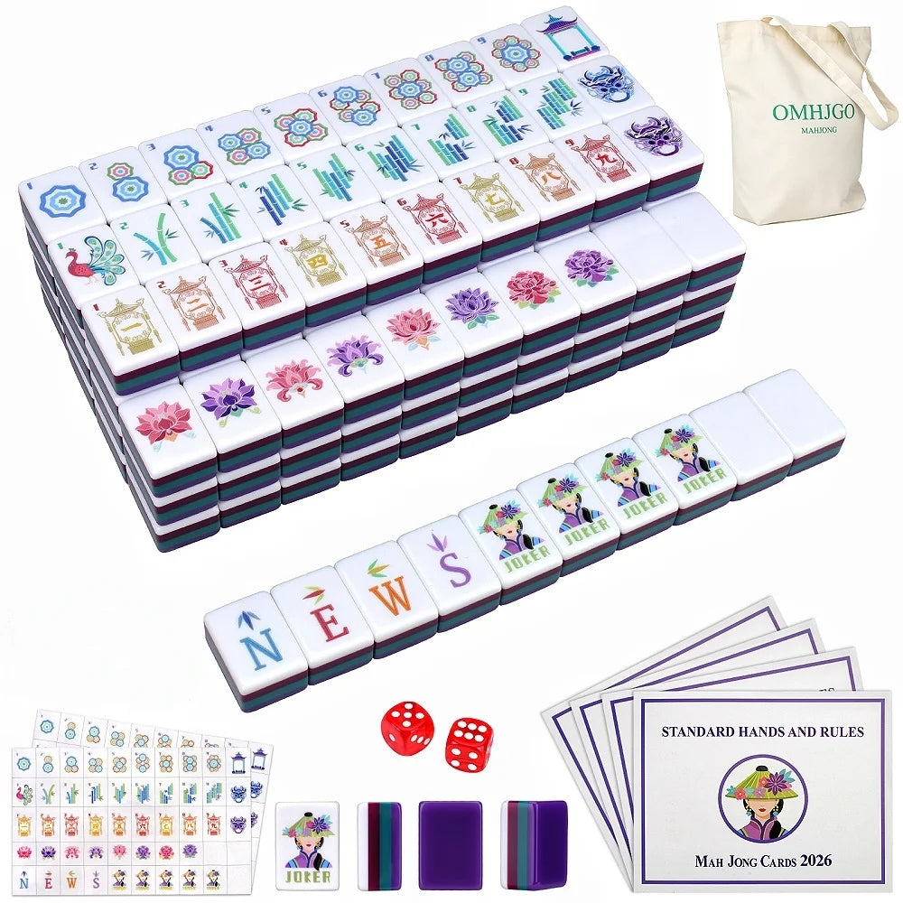 Local Warehouse American Mahjong Game Set With 160 Tiles Deep Purple Acrylic Mahjong Set, American Mah Jongg Adult Gifts