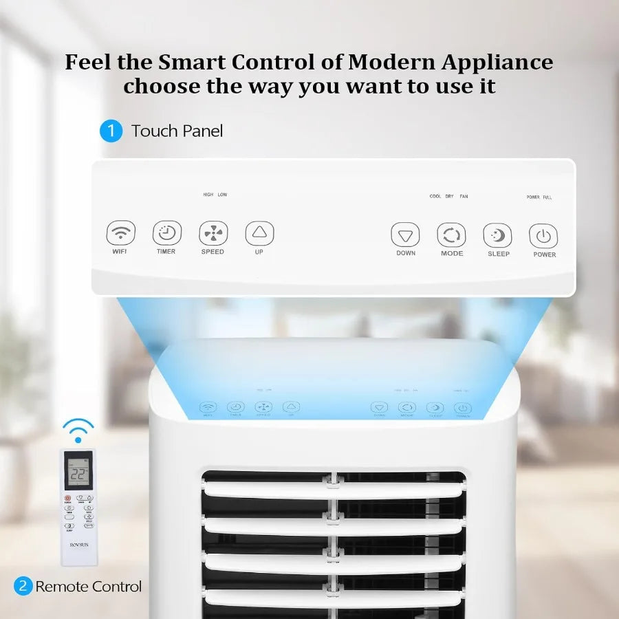 9000 BTU Portable Air Conditioner with Remote Control 3-in-1 Room AC Unit Fan Dehumidifier Digital Display 24H Timer Installati